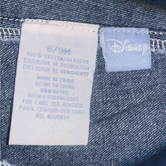 Vintage Disney Winnie The Pooh Denim Overalls Floral Lace Patch 6-9 Month - Picture 3 of 6